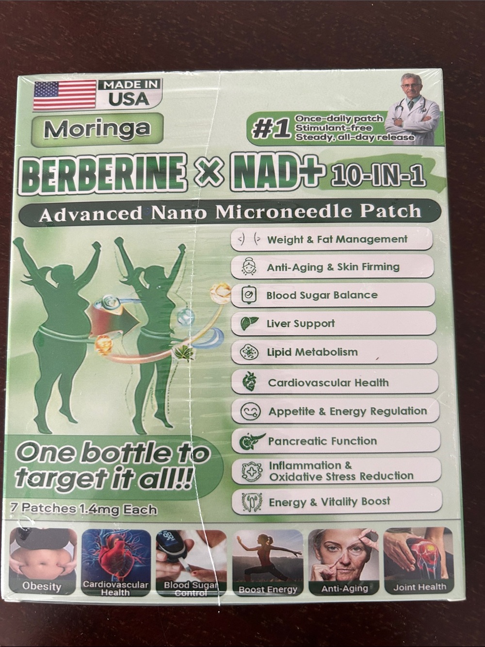 Berberine x NAD+ 10-in-1 Advanced Nano Microneedle Patch - Green